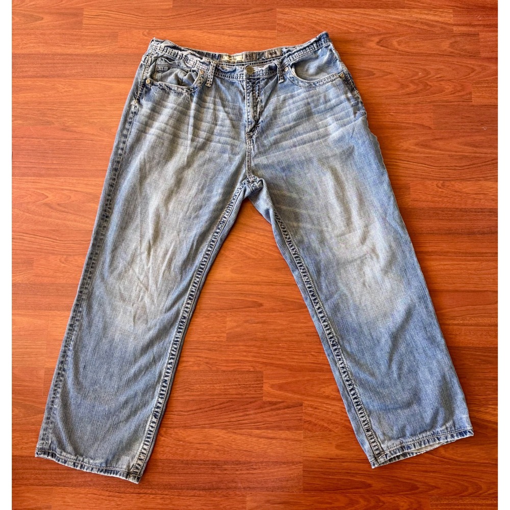 BKE Seth Relaxed Straight Jeans Mens 40R Distressed *with battle scars